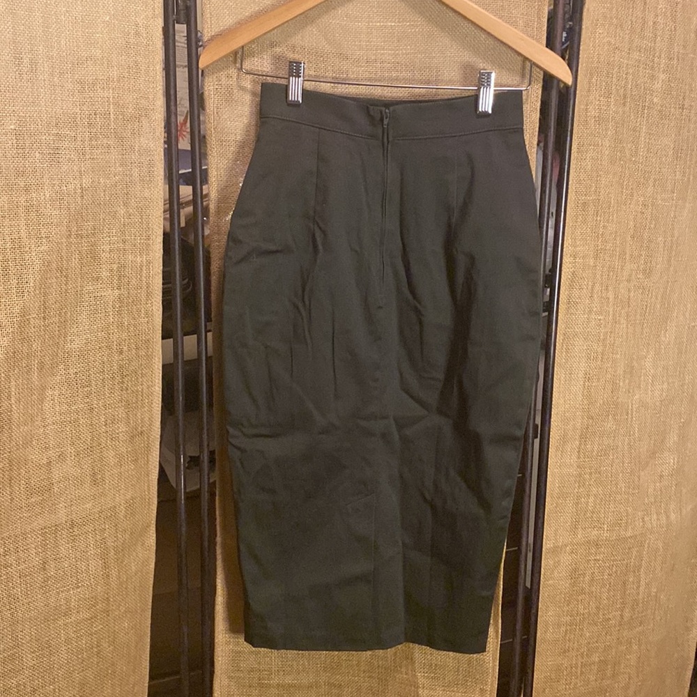 Vixen By Micheline Pitt Pencil Dark Green Skirt - Picture 13 of 14